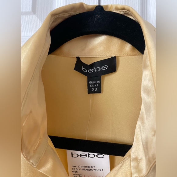Bebe Women's Gold Button Down Shirt. 96% Silk! - Picture 3 of 7
